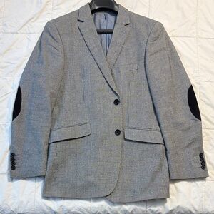 U.S. Polo Assn. Gray Checkered Blazer with Black Elbow Patches